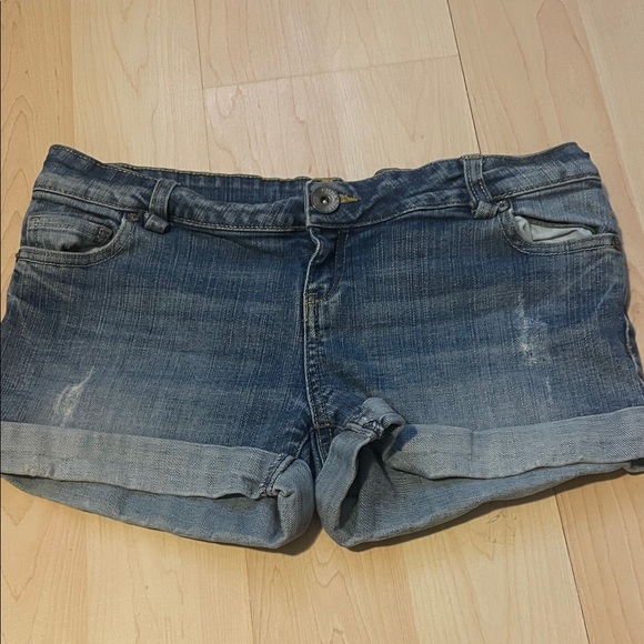 Bluenotes Pants - Bluenotes Distressed Cuffed Denim Shorts in Blue